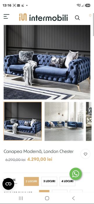 Oferta! Set canapele Chesterfield si fotoliu rotativ