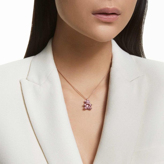 Ново Колие Swarovski - Bear, Pink, 18K rose gold finish