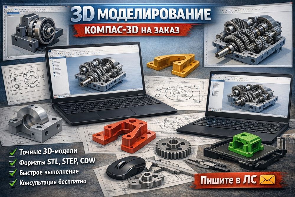 3d печать на заказ !!3D моделирование в КОМПАС 3Д на заказ