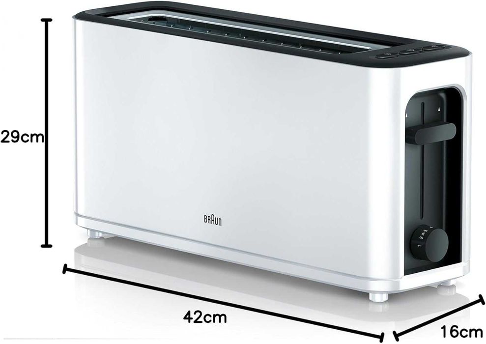 Тостер Braun HT3100WH с 1 слот и 7 нива на изпичане, 1000 W, бял