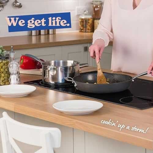 Нов Russell Hobbs 90см, Керамичен плот, 5 зони, Безопасен и удобен за готвене кухня
