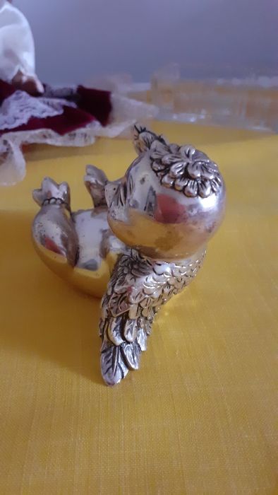 Figurină puișor placat cu argint