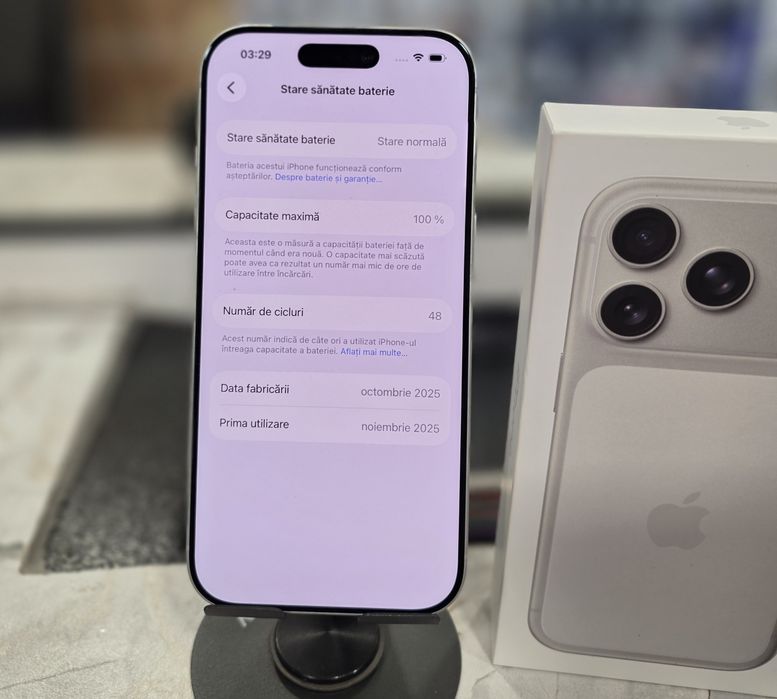 iPhone 17 Pro 256GB. ca NOU ! 48 cicluri de incarcare