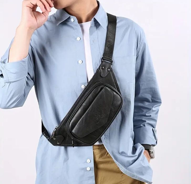Borseta bărbați neagră crossbody