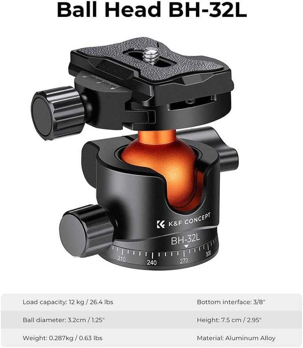 K&F Concept Ябълковидна глава за статив KF-32