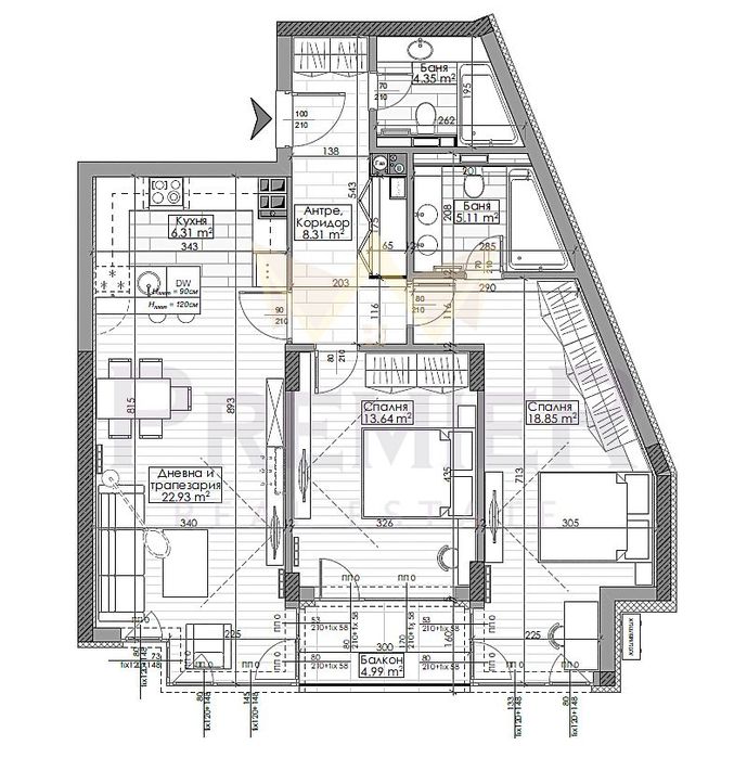 Продава се Тристаен апартамент в София, Манастирски ливади - 109 кв.м за 2909 €/кв.м - Снимка #1
