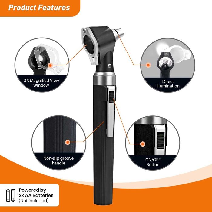 НОВО! Отоскоп комплект - ушен инструмент с LED светлина и 3x увеличени