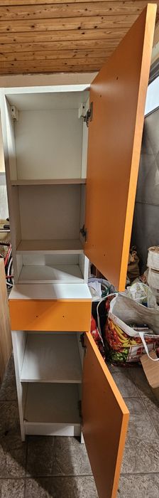 Set 2 Corpuri Baie - Dulap Suspendat + Corp Inferior Portocaliu/Alb