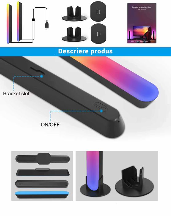 Set Lampi LED Smart, Lumina ambientala, Bluetooth, Aplicatie dedicata