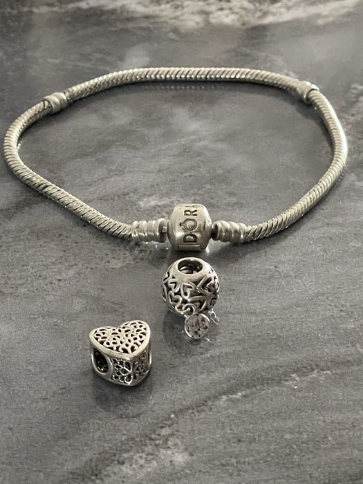 Brățară PANDORA originală argint 925 + talismane & inele