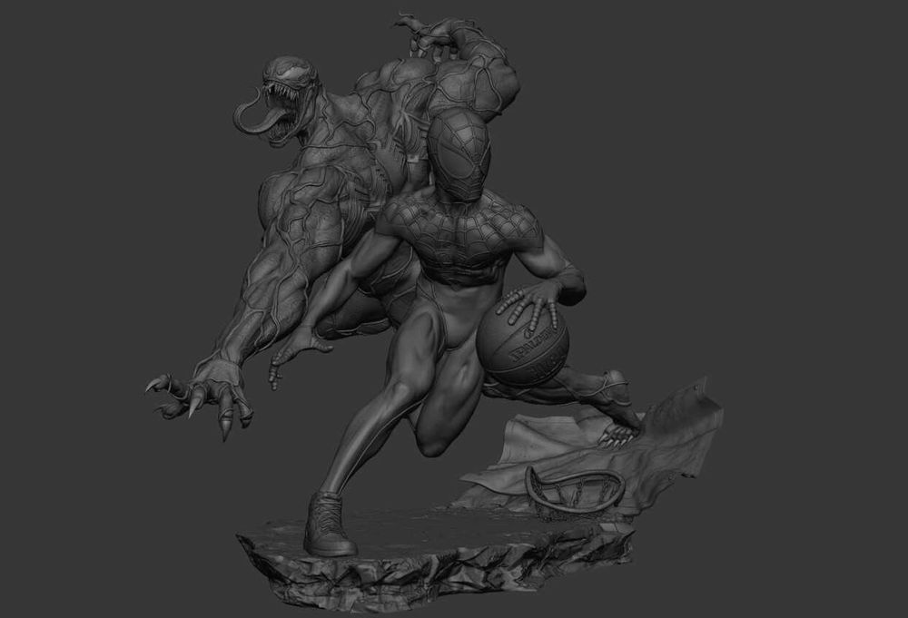 Figurina 3D din Rășină - Spiderman vs Venom - Detalii Uluitoare