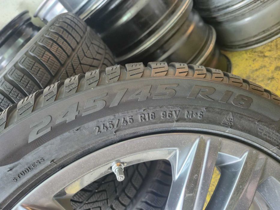 4 ROTI Jante + Anvelope Aliaj - 5x112 245/45/18 - PIRELLI IARNA - CA NOI - DOT 2023 DEMO Showroom 2023 OEM VW Passat Arteon Skoda Seat