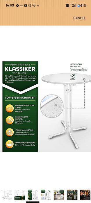 Сгъваема помощна маса за балкон