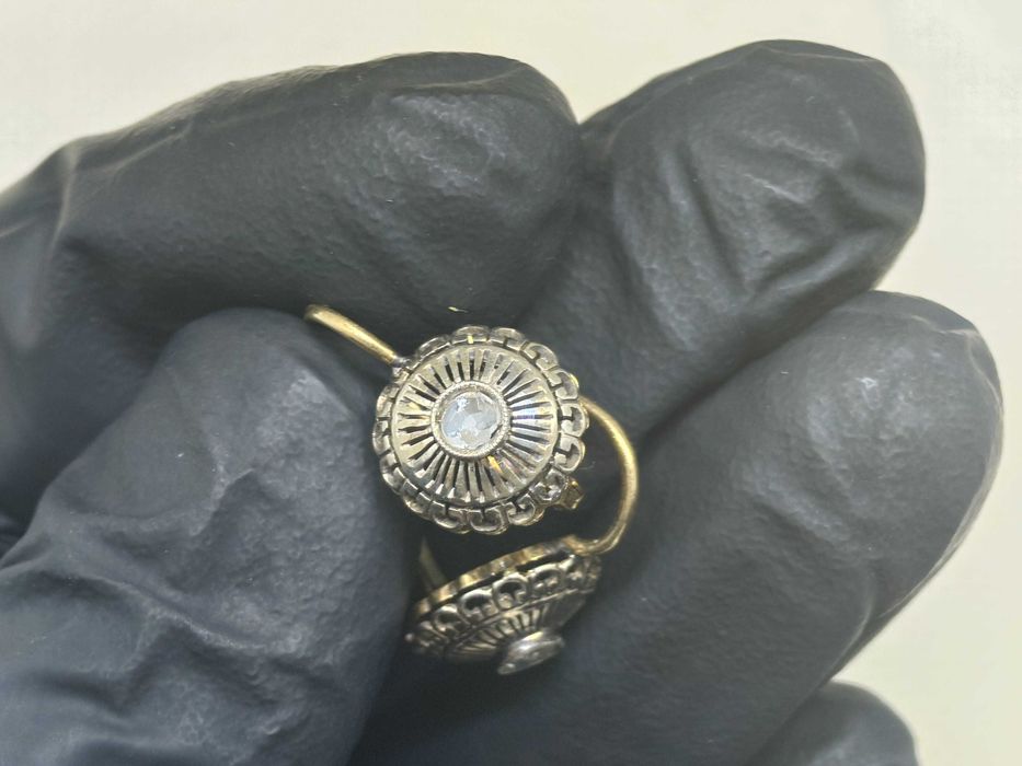 Cercei Antici „Soleil” – Aur 18K & Diamante Rose Cut (cca. 1890)