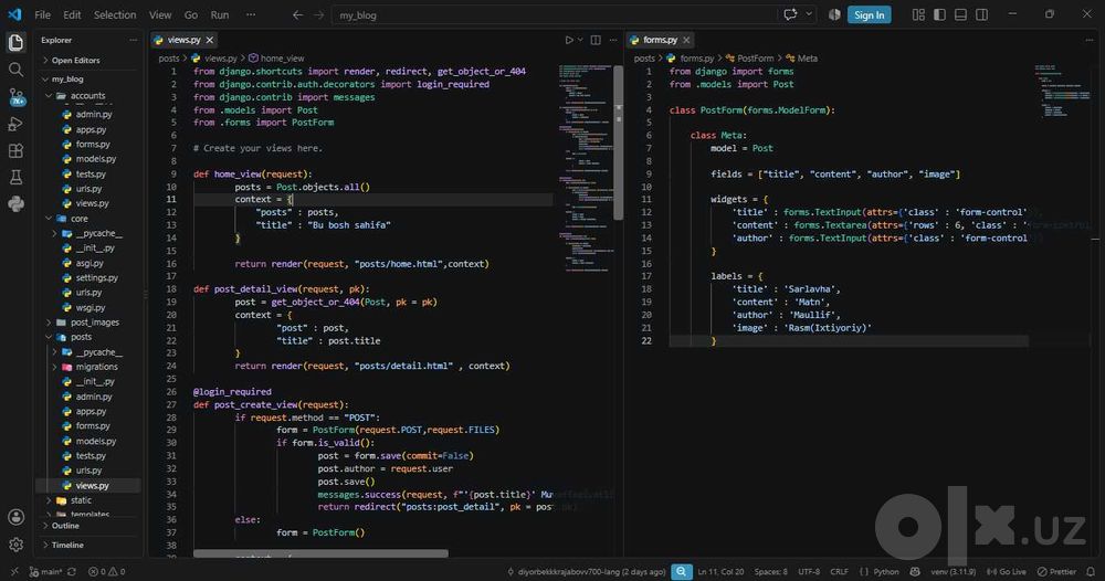 Создание сайтов на Django и Python под ключ