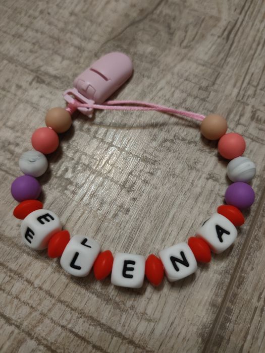 Lantisor pentru suzeta, din silicon alimentar, personalizat