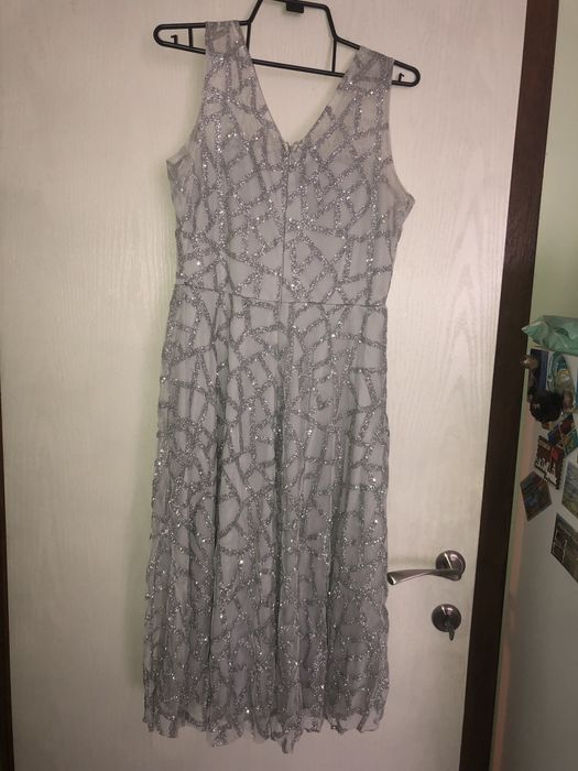 Сребриста рокля с блясък L размер