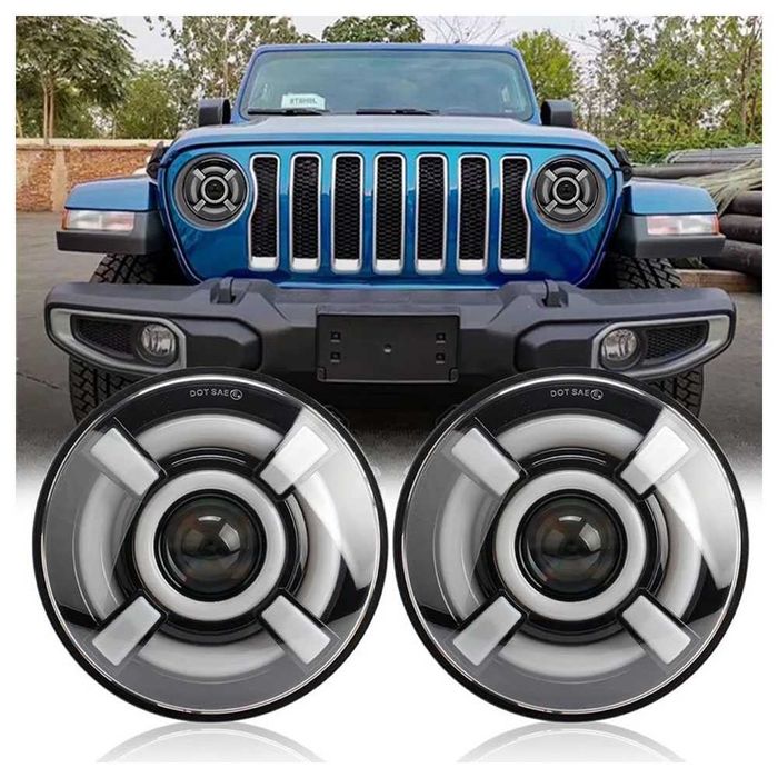 НОВ МОДЕЛ Devil Eye 200W 7 Инч Диодни Фарове Lada Niva Jeep Wrangler