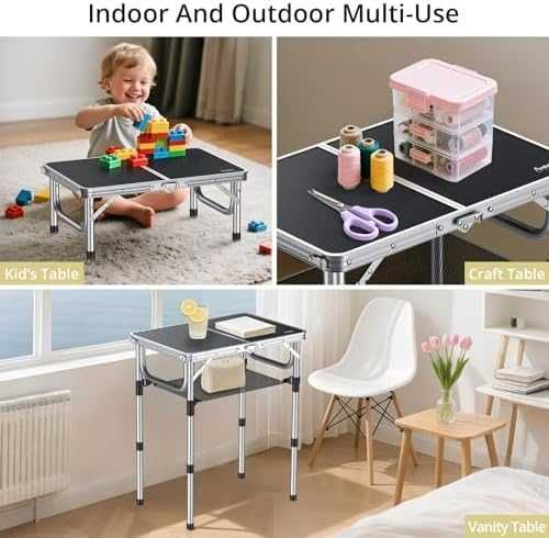 Anbte сгъваема къмпинг маса 60×40 см с регулируема височина