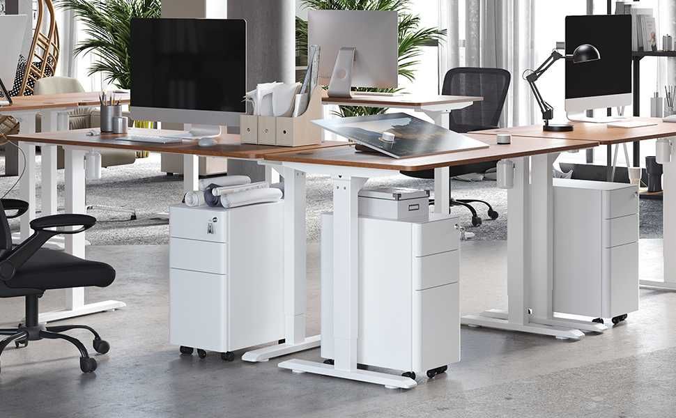 Rollbox metalic White 30, casetiera de birou metalica, alba 30 cm lat