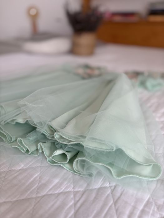 Set rochii mama-fiică – verde deschis, unicat, mărime S și 4 ani