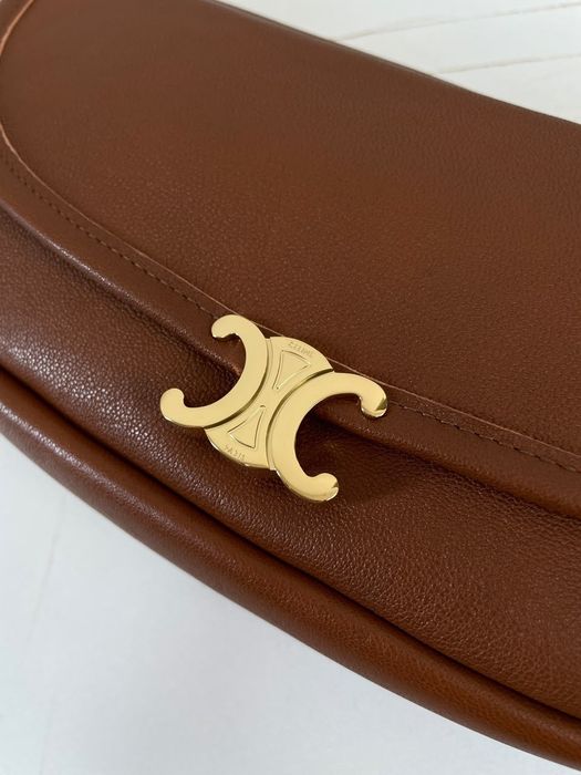CELINE Soft Triomphe Halfmoon in Shiny Lambskin