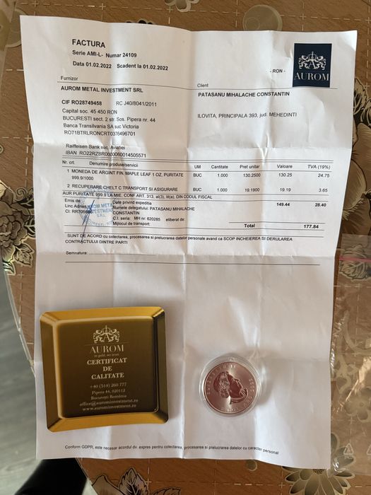 Moneda argint Canada Maple Leaf 1 Oz