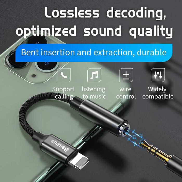 Baseus Adapter Lightning Male To 3.5mm Female For iPhone AUX Cable