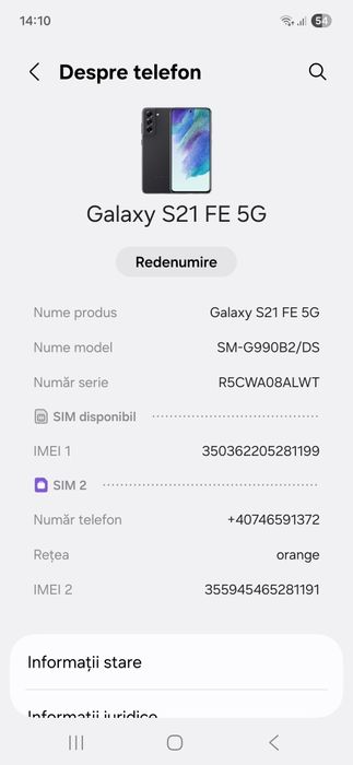 Vand samsung s21 fe 5G urme de uzura liber de retia