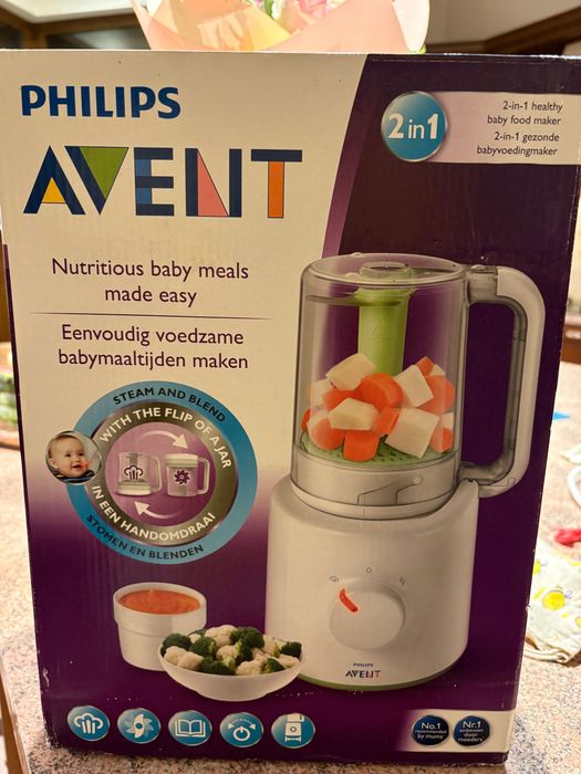 Philips Avent за бебешки пюрета. Уред за готвене на пара с блендер