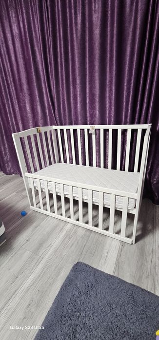 Pat lemn masiv fag bebelusi+saltea din cocos integrala 12cm  ,camera