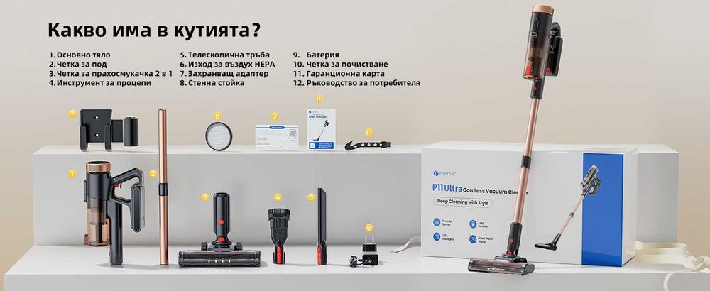 *ПРОМО* Чисто нова Proscenic P11 Ultra Безжична вертикална прахосмукачка 400 W