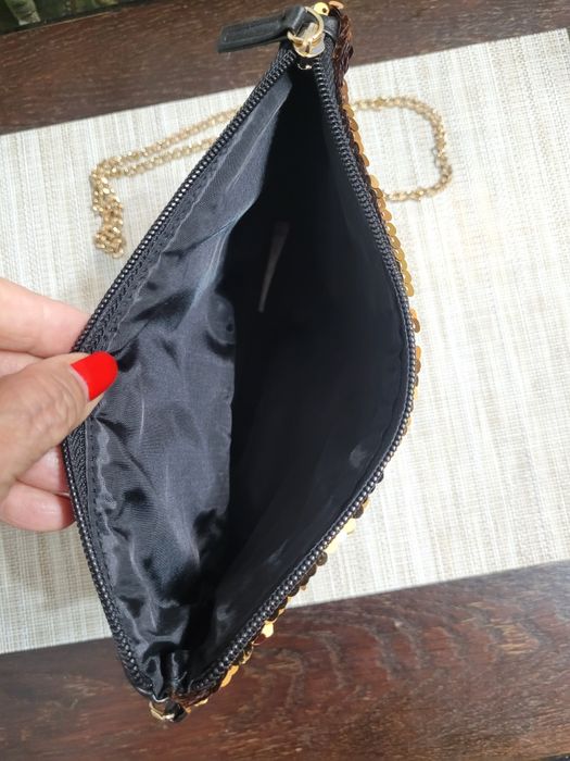 Poseta de ocazie neagra/aurie cu paiete- Avon