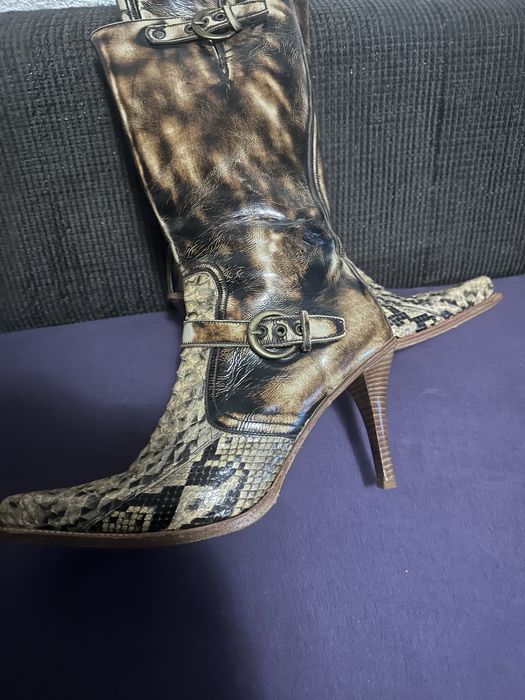 Cizme ciocate marca Sendra din piele naturala si piele de piton