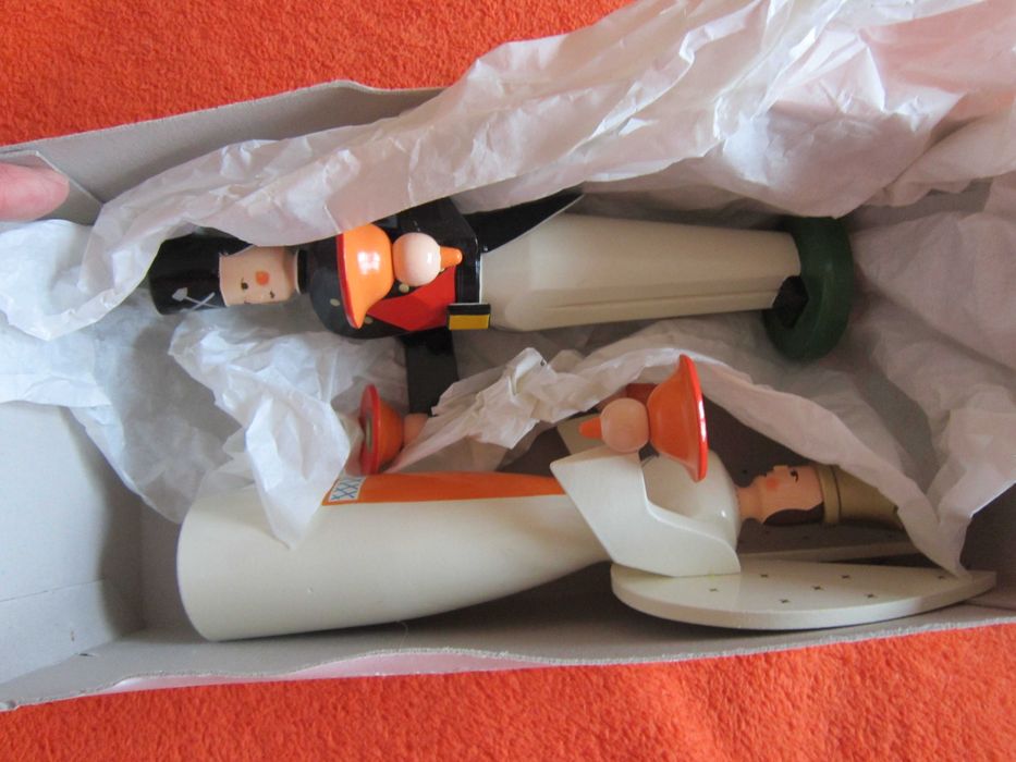 cadou rar Craciun Inger pazitor si Miner handmade lemn Germania 1960