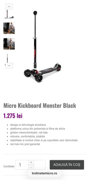 Trotineta MICRO KICKBOARD Monster Black