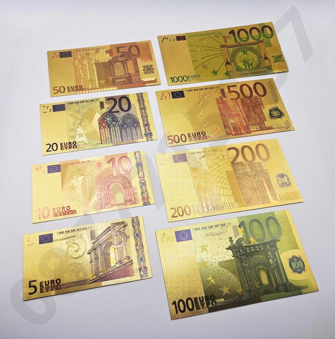 Лот 8бр златни банкноти/златна банкнота + сертификат - ЕВРО EURO