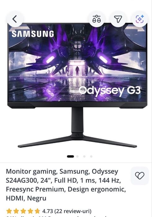 Monitor Gaming 24” Samsung Odyssey G3 144Hz