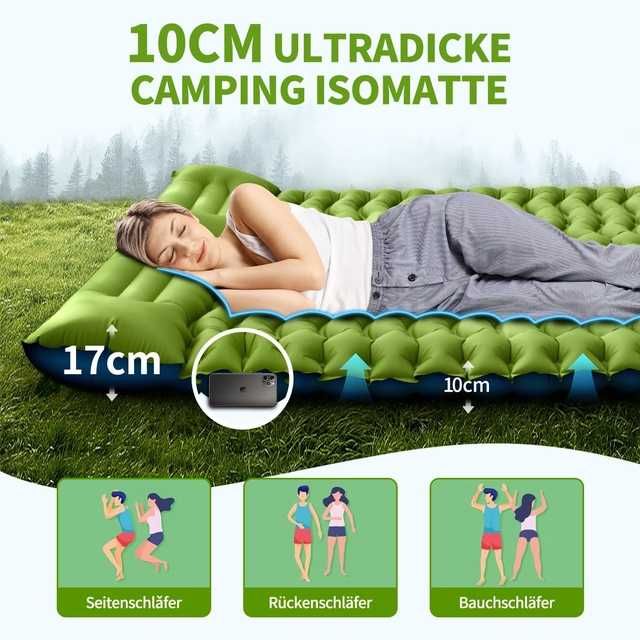 Saltea Autogonflabila,10cm, Cu Pompa Picior, 2 Persoane TRANSP GRATUIT