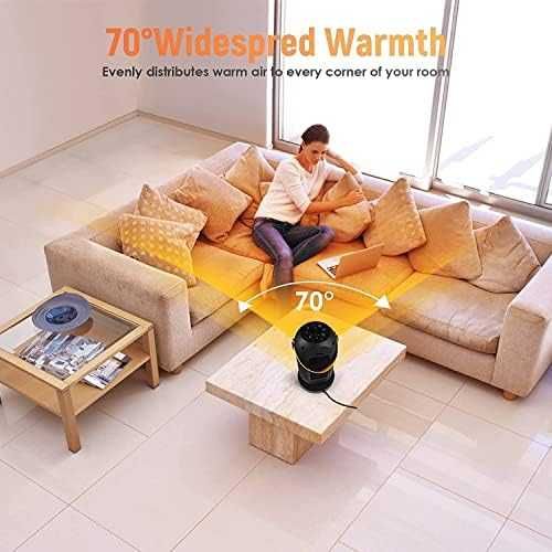 Нов Безшумен Отоплител 1200W Термостат 3 Режима, Защита Печка Духалка