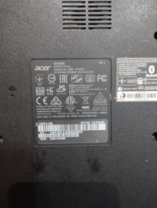 Notebook Acer  EX2519 series  N15W4