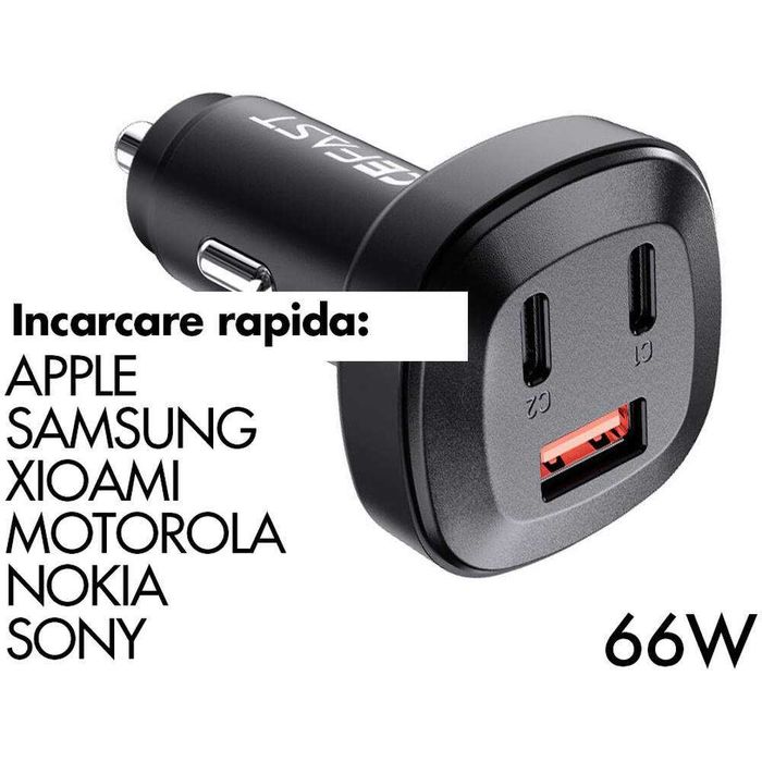 Incarcator auto fast quick charge premium iPhone Samsung Oppo Honor LG
