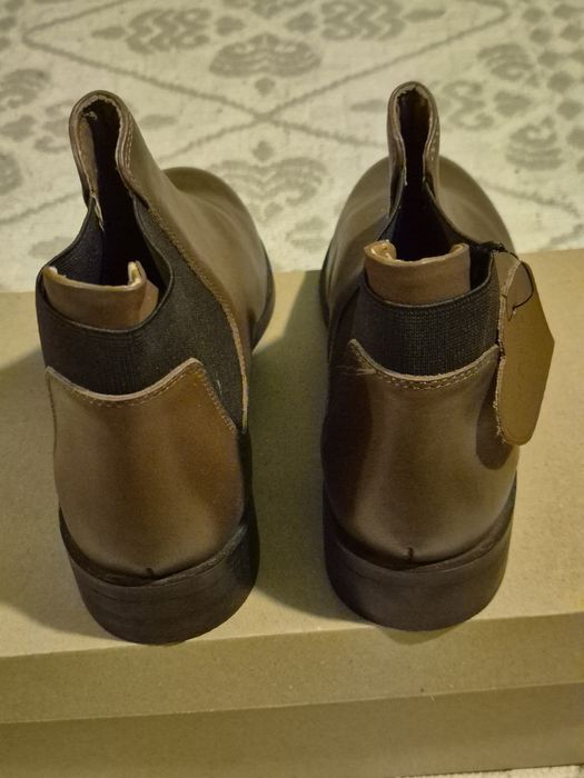 Класически кожени боти до глезена в цвят коняк