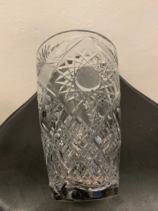 Vază cristal Pb de Bohemia din 1968, mare, slefuire manuala
