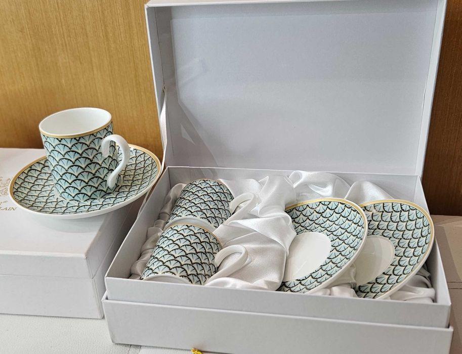 Порцеланов ервиз за кафе Lancaster. 2 комплекта х 2 чаши и чинийки.