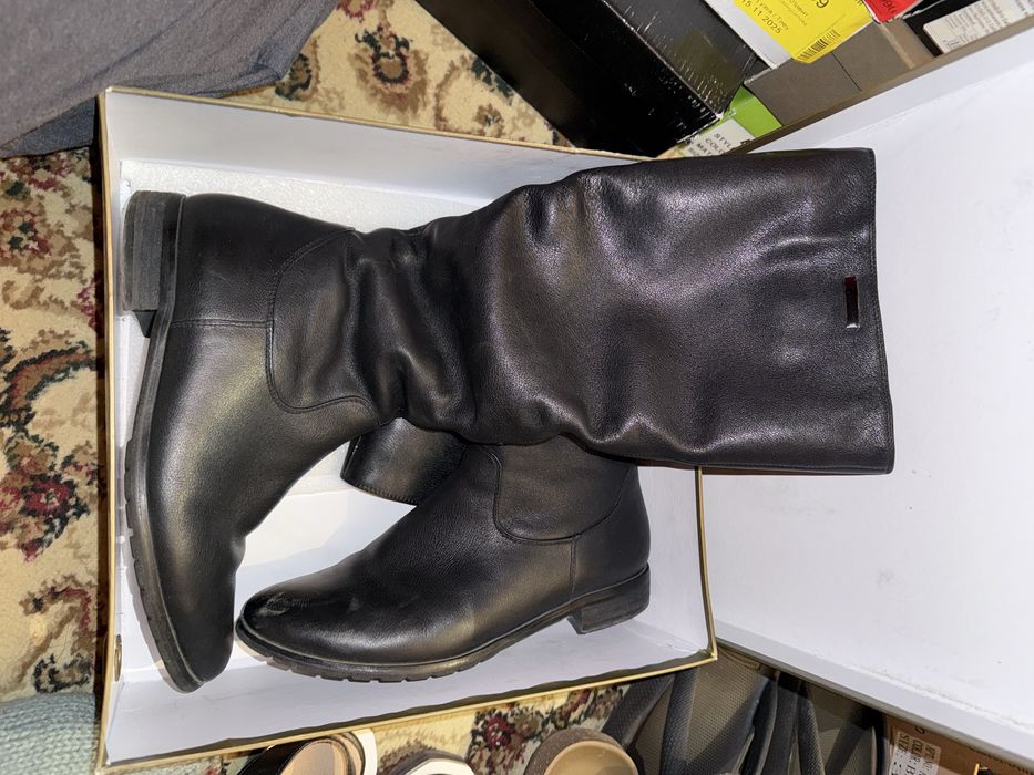 Зимние сапоги, кожаные