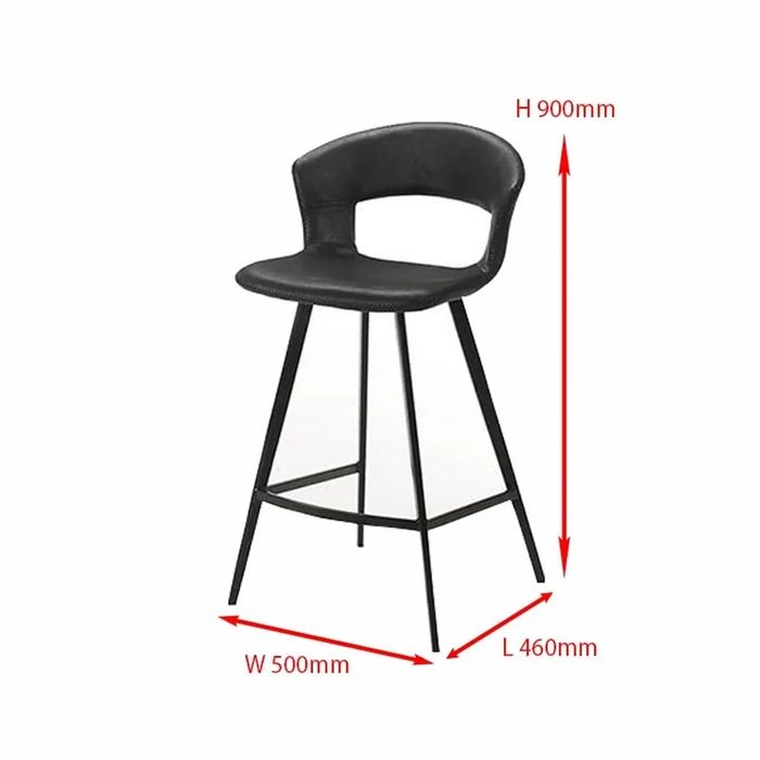 Scaun de bar în stil retro, cu spătar deschis, din piele PU