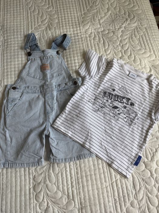 Set hăinuțe băiețel: Salopetă scurtă + Tricou Disney - 104