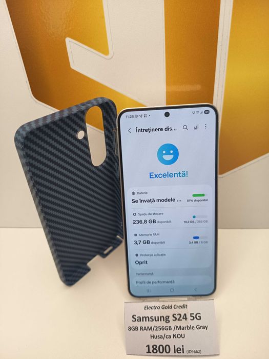 Samsung S24 5G Marble Gray/8GB RAM/256GB/Baterie:100%/ca NOU ID9662
