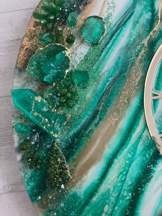 Tablou-ceas din rășină 70X70 ALB Resin Art